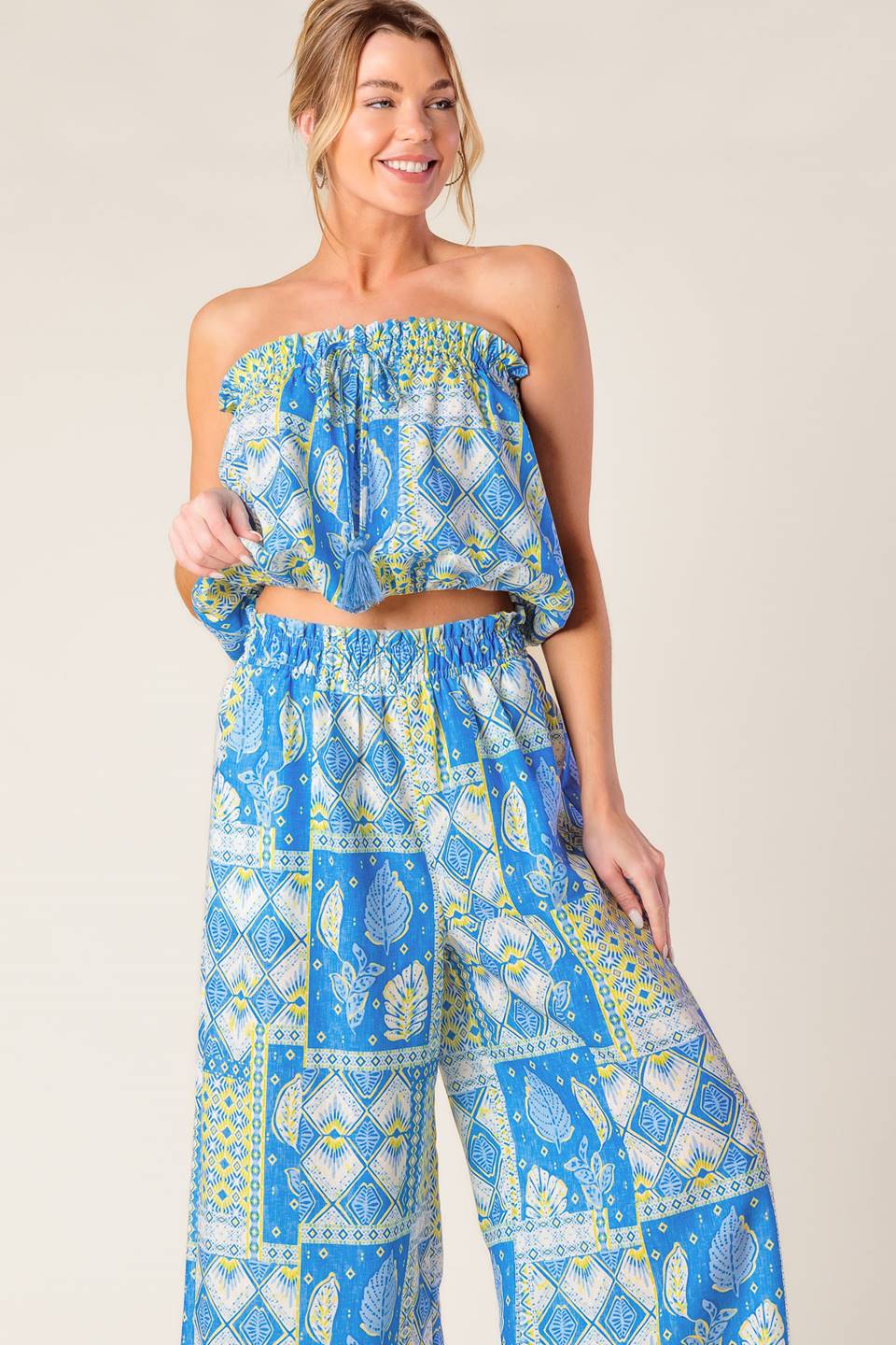 LET'S GET OUT OF TOWN WOVEN TOP AND PANT SET Flying Tomato